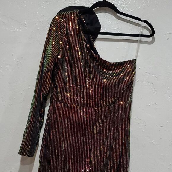 Miss Ord One Shoulder Sequin Maxi Dress Prom Evening - Picture 6 of 12